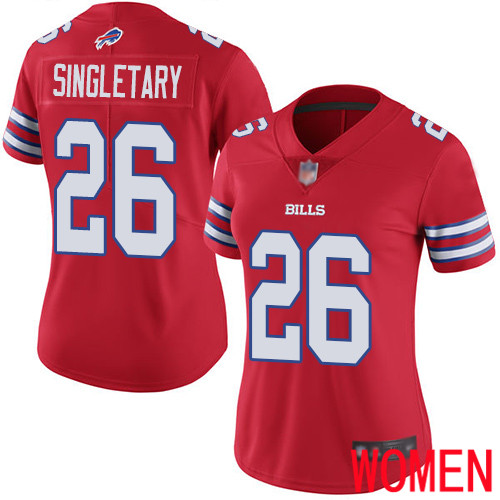 Women Buffalo Bills #26 Devin Singletary Limited Red Rush Vapor Untouchable NFL Jersey